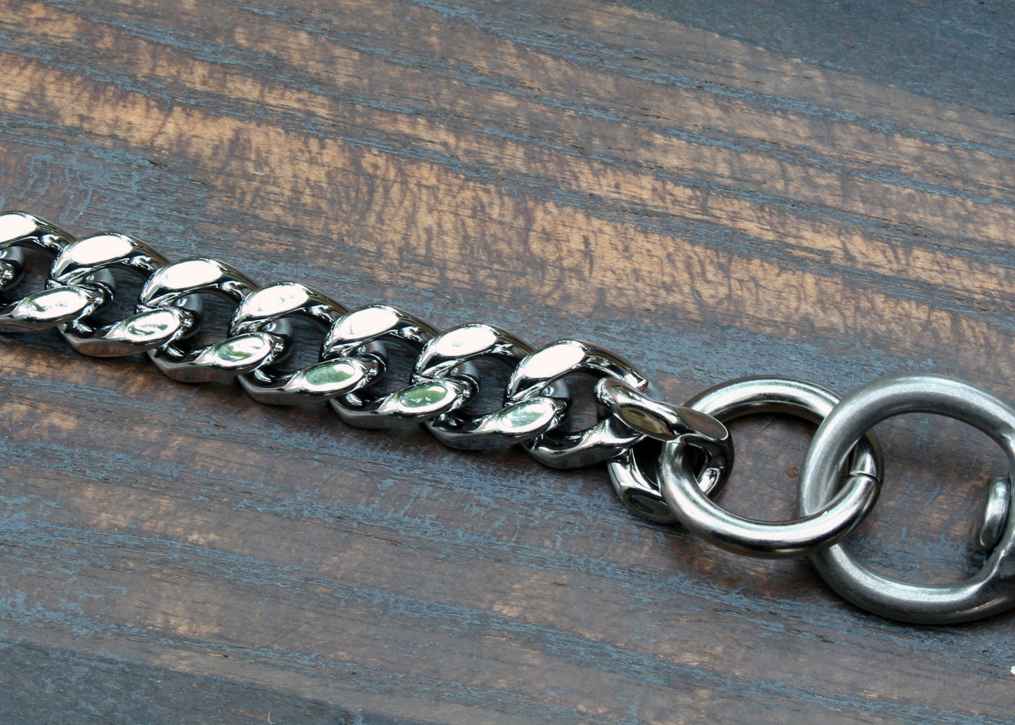 Heavy duty wallet chain, nickel silver with stainless steel shackle
