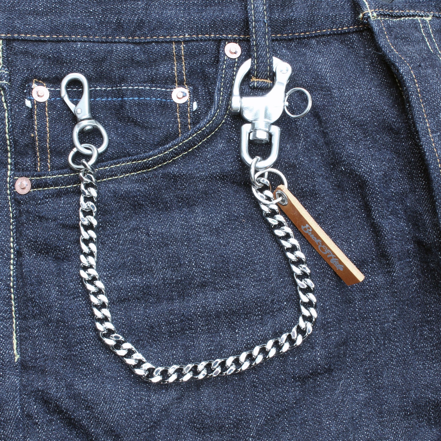 Heavy duty wallet chain, nickel silver with stainless steel shackle