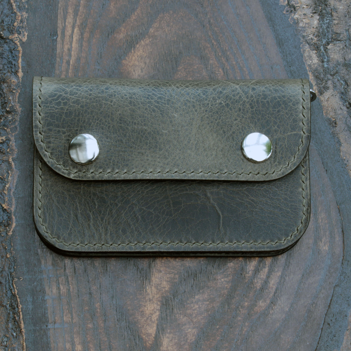 Handmade leather short trucker wallet – Grigio Badalassi Wax