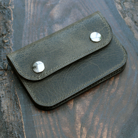 Handmade leather short trucker wallet – Grigio Badalassi Wax