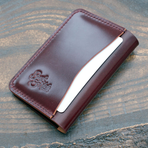 Unique bi-fold and bill-fold wallets handmade in veg-tan leather