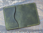 Olive green Wax three-slot compact card holder