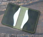 Olive green Wax three-slot compact card holder
