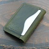 Olive green Wax three-slot compact card holder