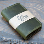 Olive green Wax three-slot compact card holder