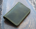 Olive green Wax three-slot compact card holder