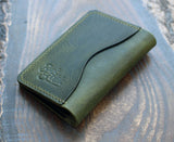 Olive green Wax three-slot compact card holder