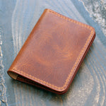 Five-slot bifold wallet, cognac Badalassi Wax