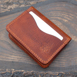 Five-slot bifold wallet, cognac Badalassi Wax