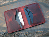 Five-slot bifold wallet, bordeaux Badalassi Wax