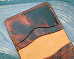 Badalassi Wax leather five-slot bifold wallet, Olmo