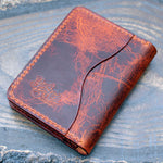 Badalassi Wax leather five-slot bifold wallet, Olmo