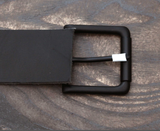 Black leather belt, black buckle