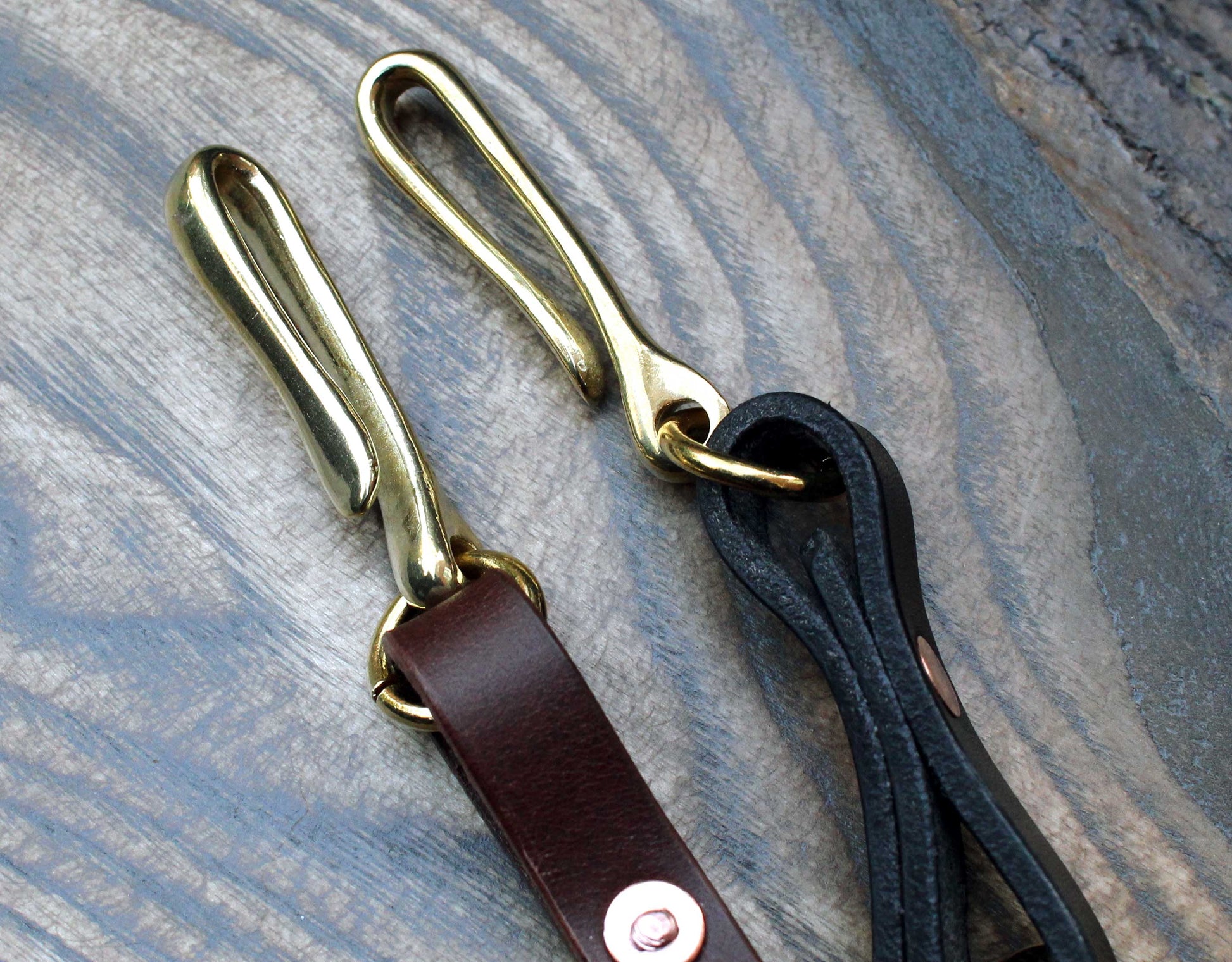 Brass fish hook and leather key holder. - Buck&Hide