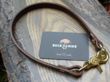 Brown wallet lanyard, antique brass fish hook & clip