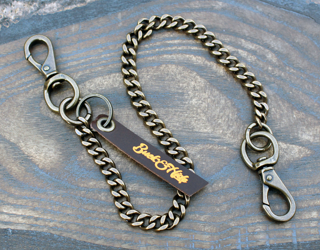 Antique brass back pocket wallet chain, wallet lanyard | Buck&Hide