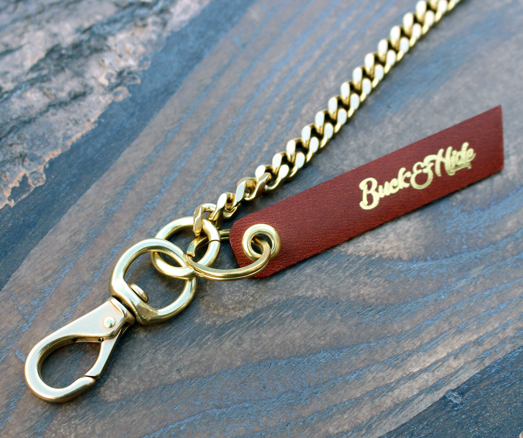 Brass Leather Strap Wallet Chain