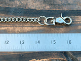 Nickel, shiny silver brass back pocket wallet chain.
