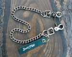Nickel, shiny silver brass back pocket wallet chain.