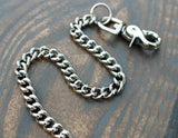 Nickel, shiny silver brass back pocket wallet chain.