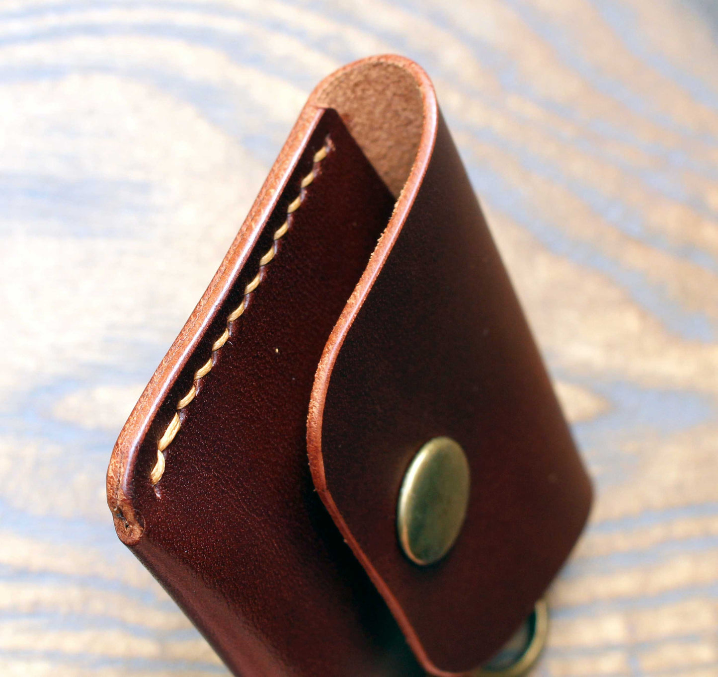 Mini coin pouch keyring, brown Bottega leather