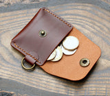 Mini coin pouch keyring, brown Bottega leather