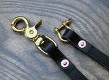 Black leather wallet leash, brass or silver hardware - Buck&Hide