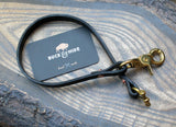Black leather wallet leash, brass or silver hardware - Buck&Hide