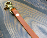 Saddle tan leather wallet leash, brass or silver hardware - Buck&Hide