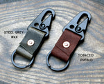 Black carabiner key clip, choice of leathers