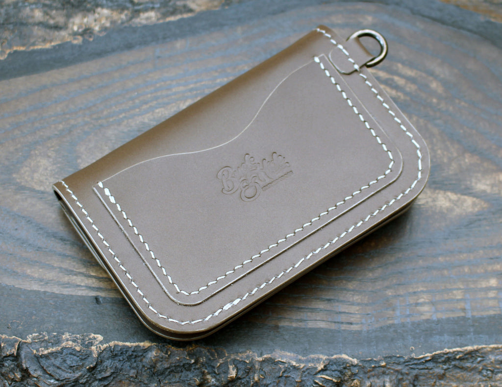 Unique trucker snap wallet in taupe brown Buttero leather | Buck&Hide