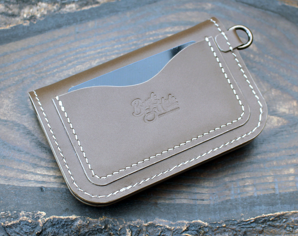 Unique trucker snap wallet in taupe brown Buttero leather | Buck&Hide